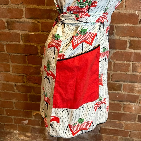 Vintage mcm apron novelty print fabric sz small - Picture 4 of 5